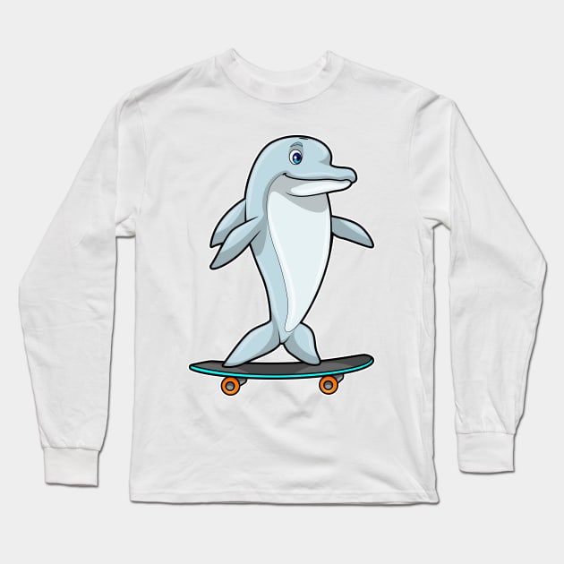 Dolphin as Skater with Skateboard Long Sleeve T-Shirt by Markus Schnabel